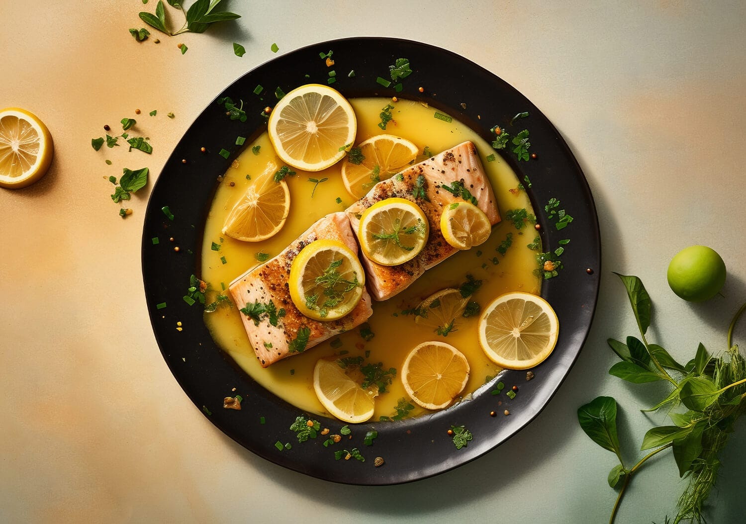 Grilled Salmon with Lemon Butter Sauce | recipescard.com