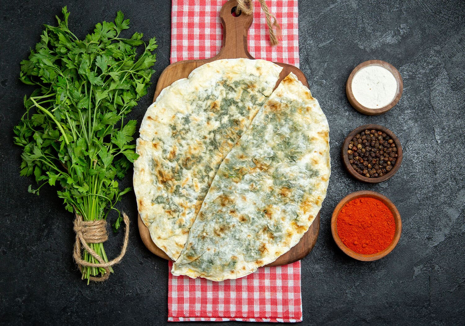 Cheese Stuffed Flatbread with Fresh Herbs | recipescard.com